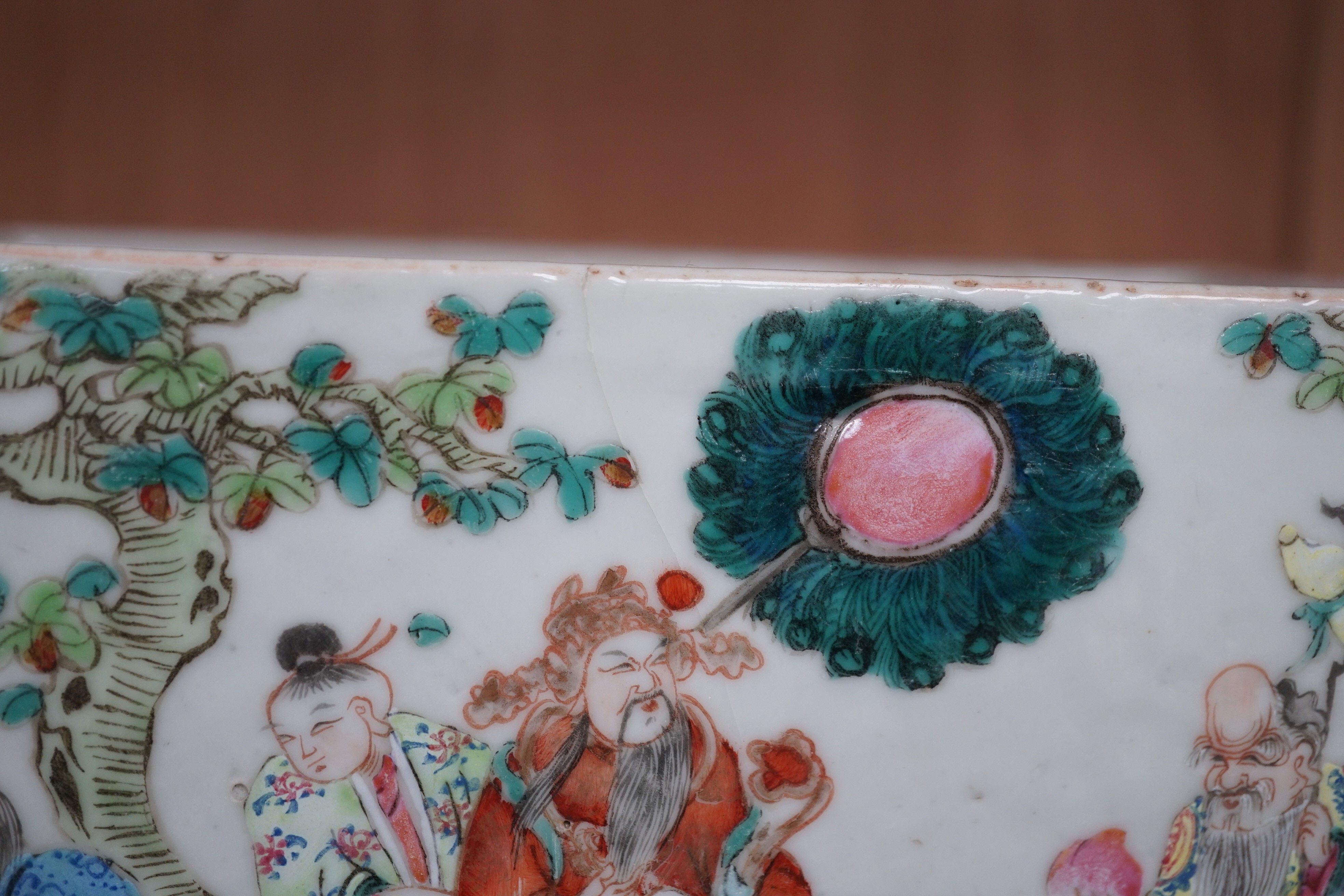 A 19th century Chinese famille rose 'eight immortals' jardiniere, 23cm wide